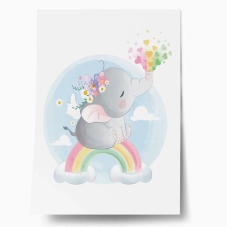 Πόστερ BABY ELEPHANT SPLASHING RAINBOW - Παιδικά Sticky 1