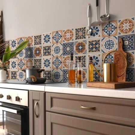 Αυτοκόλλητα Πλακάκια BEIGE AND BLUE CLASSIC SET 8 τμχ - Αυτοκόλλητα Πλακακια