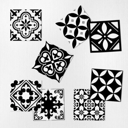 Αυτοκόλλητα Πλακάκια BLACK AND WHITE CLASSIC SET 8 τμχ - Αυτοκόλλητα Πλακακια Sticky 1