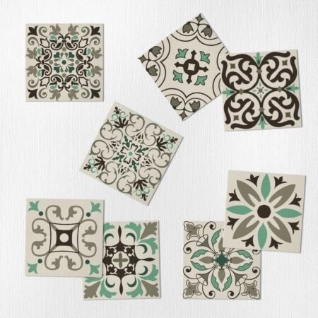 Αυτοκόλλητα Πλακάκια BLACK AND TURQUOISE CLASSIC SET 8 τμχ - Αυτοκόλλητα Πλακακια Sticky 1