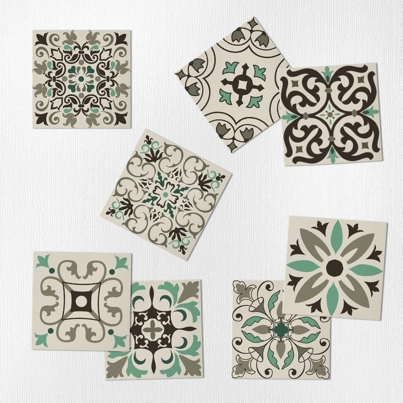 Αυτοκόλλητα Πλακάκια BLACK AND TURQUOISE CLASSIC SET 8 τμχ