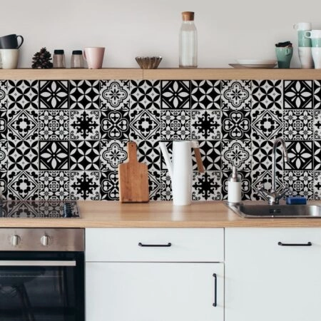 Αυτοκόλλητα Πλακάκια BLACK AND WHITE CLASSIC SET 8 τμχ - Αυτοκόλλητα Πλακακια