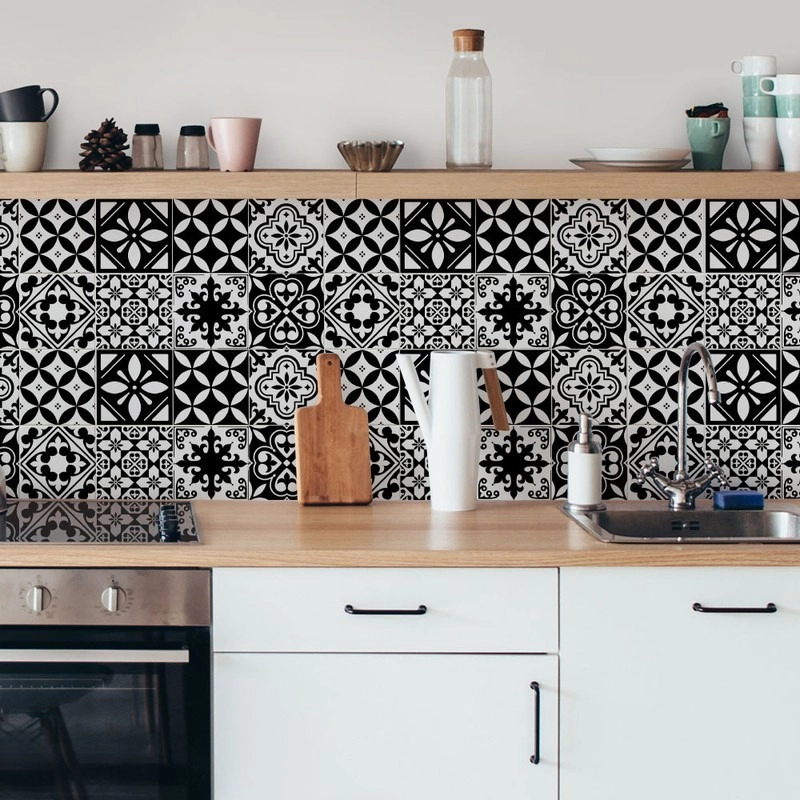 Αυτοκόλλητα Πλακάκια BLACK AND WHITE CLASSIC SET 8 τμχ