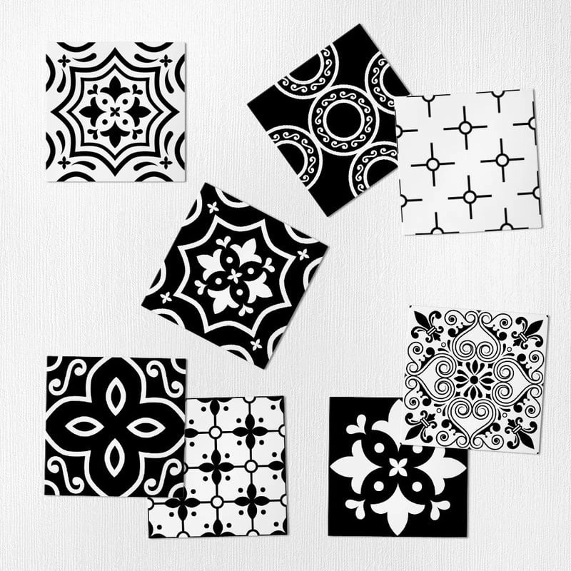 Αυτοκόλλητα Πλακάκια BLACK AND WHITE VINTAGE SET 8 τμχ