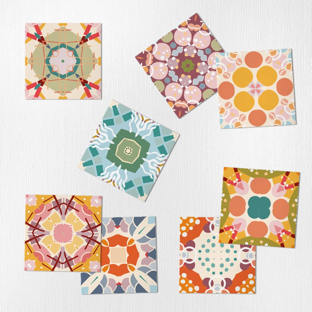 Αυτοκόλλητα Πλακάκια COLORFUL ABSTRACT SET 8 τμχ