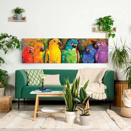 Πίνακας Πανοραμικός COLORFUL PARROTS - Πουλια
