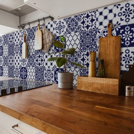 Αυτοκόλλητα Πλακάκια DARK BLUE AND WHITE CLASSIC SET 8 τμχ - Αυτοκόλλητα Πλακακια