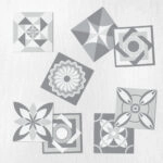 Αυτοκόλλητα Πλακάκια GREY GEOMETRIC CLASSIC SET 8 τμχ
