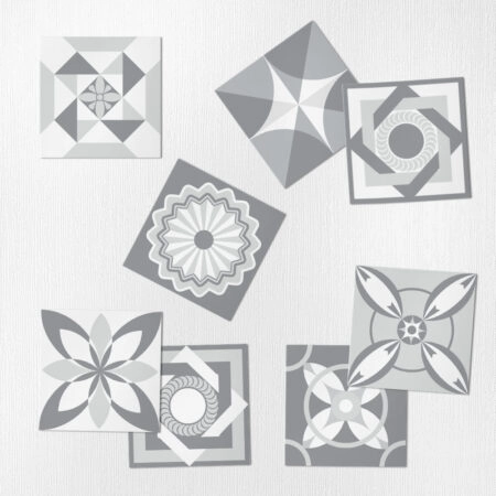 Αυτοκόλλητα Πλακάκια GREY GEOMETRIC CLASSIC SET 8 τμχ - Αυτοκόλλητα Πλακακια Sticky 1