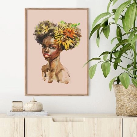 Πόστερ LADY PAINTING WITH FLOWERS ON HEAD - Πορτραιτα - Φιγουρες
