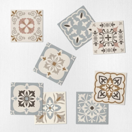 Αυτοκόλλητα Πλακάκια LIGHT BLUE AND PINK BEIGE SET 8 τμχ - Αυτοκόλλητα Πλακακια Sticky 1