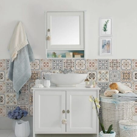 Αυτοκόλλητα Πλακάκια LIGHT BLUE AND PINK BEIGE SET 8 τμχ - Αυτοκόλλητα Πλακακια