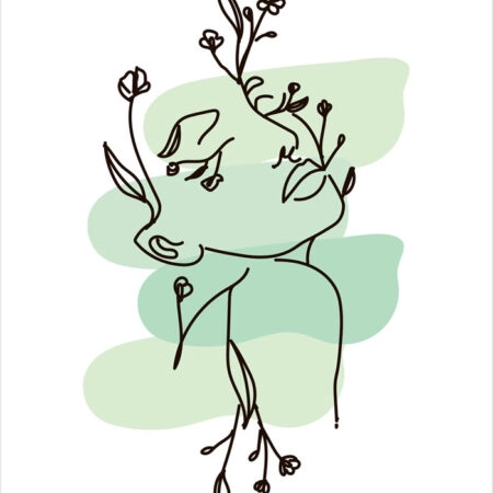 Πόστερ MINIMALISTIC WOMEN FACES WITH FLOWERS 2 - Lineart Sticky 2