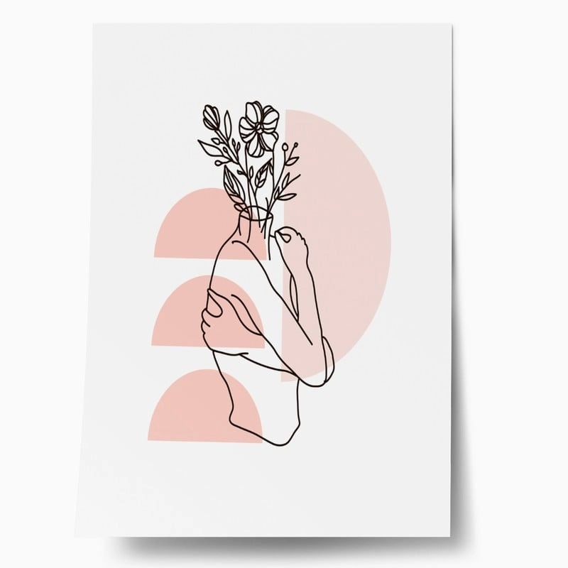 Πόστερ MINIMALISTIC WOMEN FACES WITH FLOWERS 1