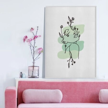 Πόστερ MINIMALISTIC WOMEN FACES WITH FLOWERS 2 - Lineart