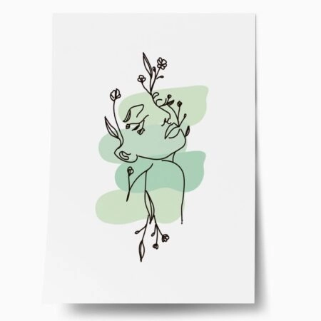 Πόστερ MINIMALISTIC WOMEN FACES WITH FLOWERS 2 - Lineart Sticky 1