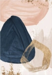 Πόστερ NAVY BLUE PINK AND GOLD OIL PAINT
