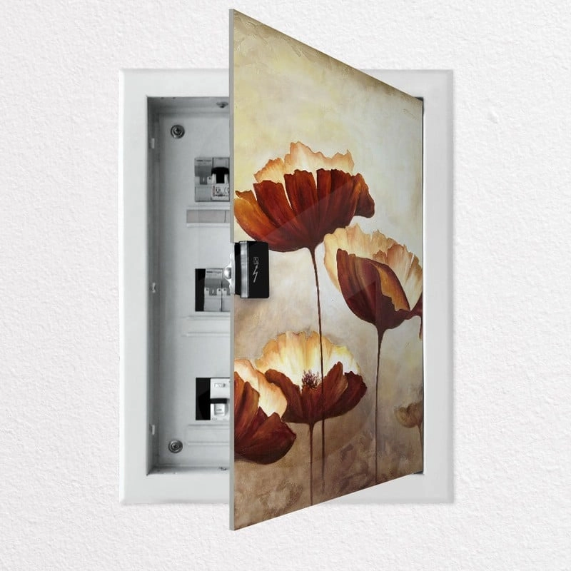 Aυτοκόλλητο ηλεκτρολογικού πίνακα PAINTING POPPIES TEXTURE BROWN