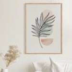 Πόστερ PALM LEAF WITH GEOMETRIC SHAPES