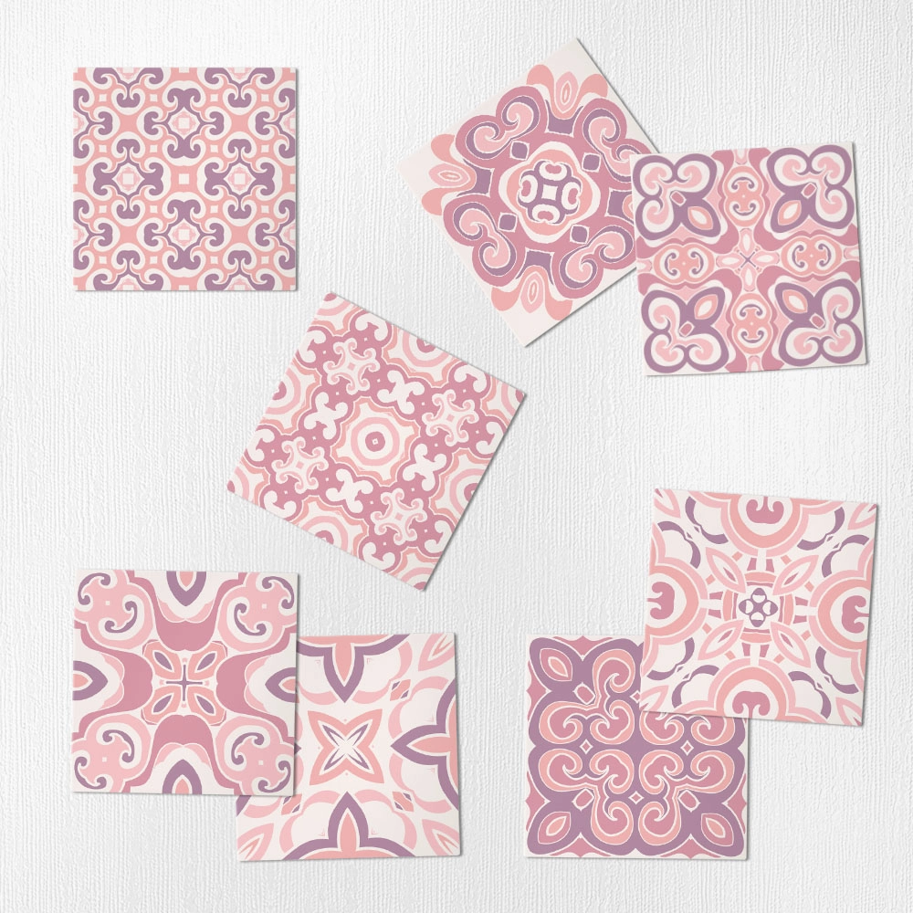 Αυτοκόλλητα Πλακάκια PINK CLASSIC SET 8 τμχ