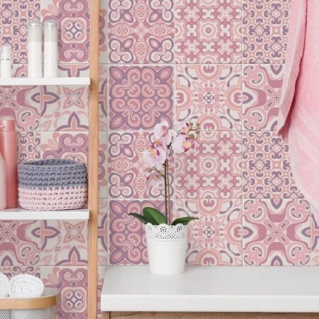Αυτοκόλλητα Πλακάκια PINK CLASSIC SET 8 τμχ - Αυτοκόλλητα Πλακακια