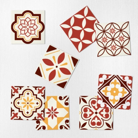 Αυτοκόλλητα Πλακάκια RED AND YELLOW CLASSIC SET 8 τμχ - Αυτοκόλλητα Πλακακια Sticky 1