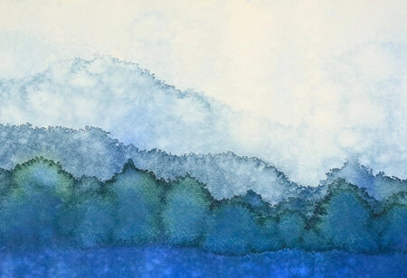 Πίνακας Πανοραμικός WATERCOLOR ABSTRACT LANDSCAPE - Κυματα Sticky 10