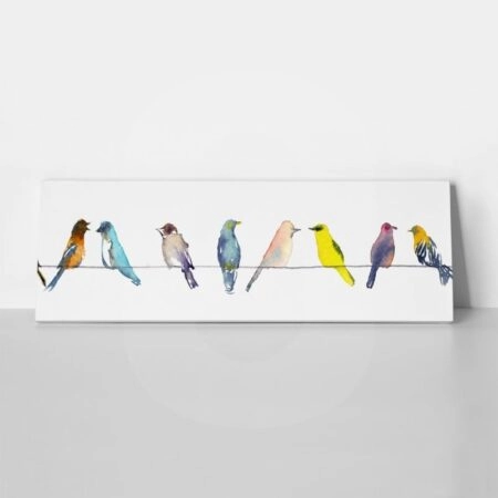 Πίνακας Πανοραμικός WATERCOLOR BIRDS ON WIRE - Πουλια Sticky 1