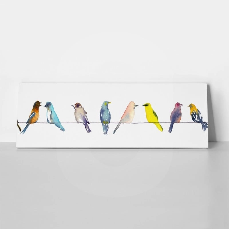 Πίνακας Πανοραμικός WATERCOLOR BIRDS ON WIRE
