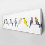 Πίνακας Πανοραμικός WATERCOLOR BIRDS ON WIRE