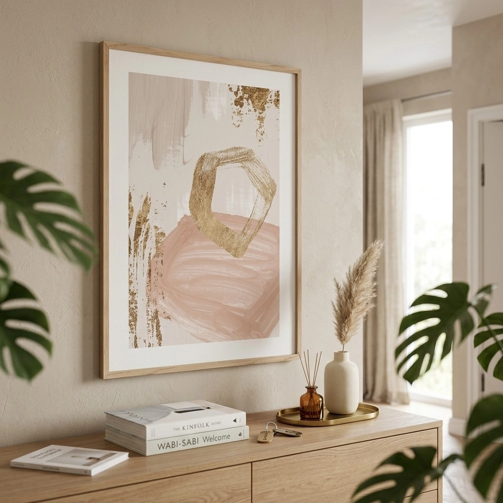 Πόστερ ACRYLIC PAINT GOLD AND PINK