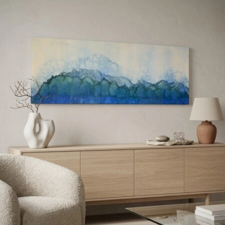 Πίνακας Πανοραμικός WATERCOLOR ABSTRACT LANDSCAPE - Κυματα Sticky 6