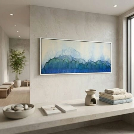 Πίνακας Πανοραμικός WATERCOLOR ABSTRACT LANDSCAPE - Κυματα Sticky 3
