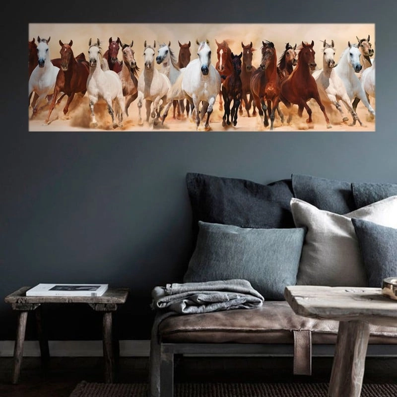 Πίνακας σε καμβά Πανοραμικός HORSES