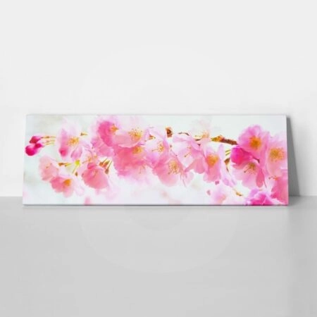 Πίνακας Πανοραμικός σε καμβά SAKURA BRANCH PINK CHERRY - Ανθη Δεντρων Sticky 1