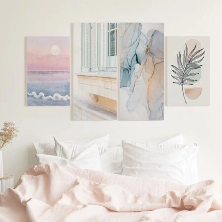 Τετράπτυχος Πινακας σε καμβά BEAUTY IN PASTEL COLORS - Αφηρημενα και Abstract