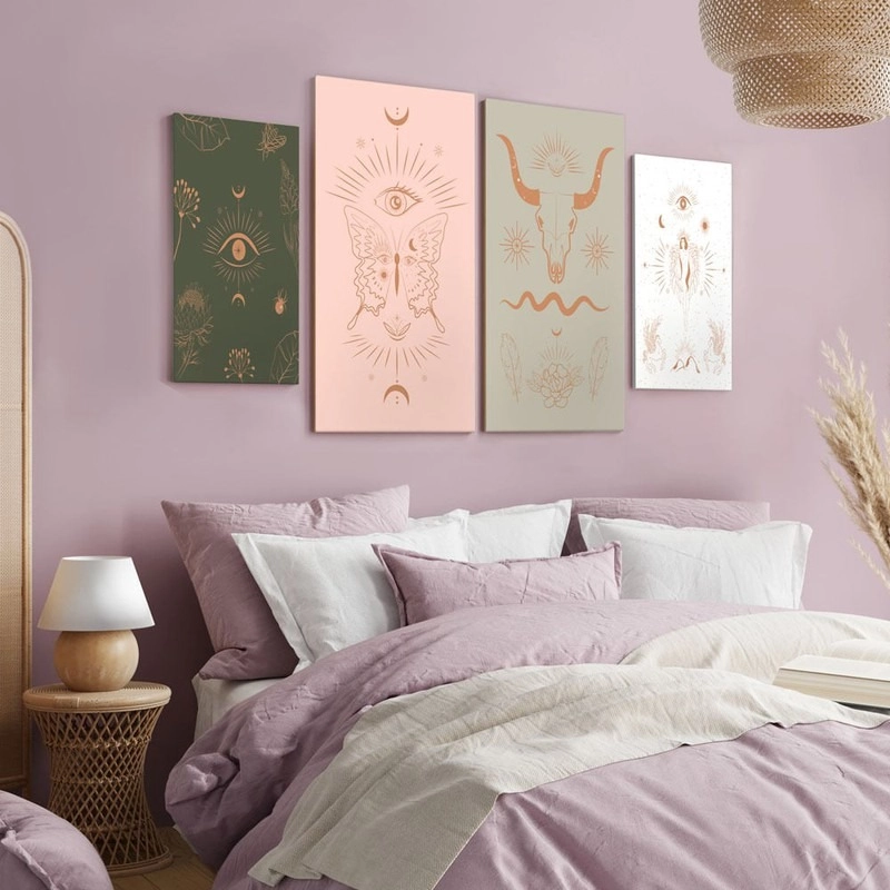 Τετράπτυχος Πινακας σε καμβά BOHO SYMBOLS