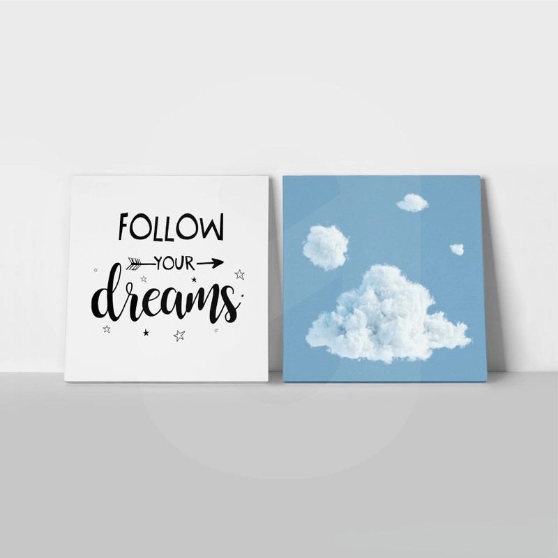 Τετράπτυχο σετ τετράγωνοι πίνακες FOLLOW YOUR DREAMS