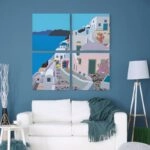 Τετράπτυχο σετ τετράγωνοι πίνακες GREEK ISLAND ILLUSTRATION
