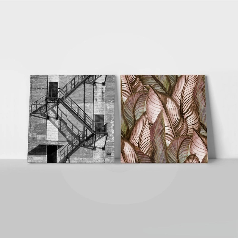 Τετράπτυχο σετ τετράγωνοι πίνακες GREY AND BLACK ABSTRACT