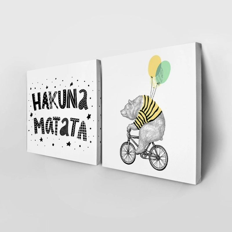 Τετράπτυχο σετ τετράγωνοι πίνακες HAKUNA MATATA