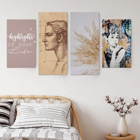 Τετράπτυχος Πινακας σε καμβά HIGHLIGHTS IN PASTEL COLORS - Μοδα και Διασκεδαση