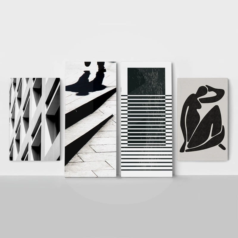 Τετράπτυχος Πινακας σε καμβά MINIMALIST HIGH CONTRAST