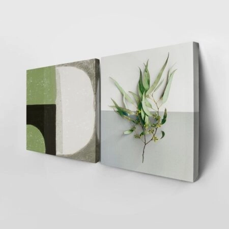 Τετράπτυχο σετ τετράγωνοι πίνακες MINIMAL ABSTRACT GREEN - Botanical - Φυτα Sticky 3