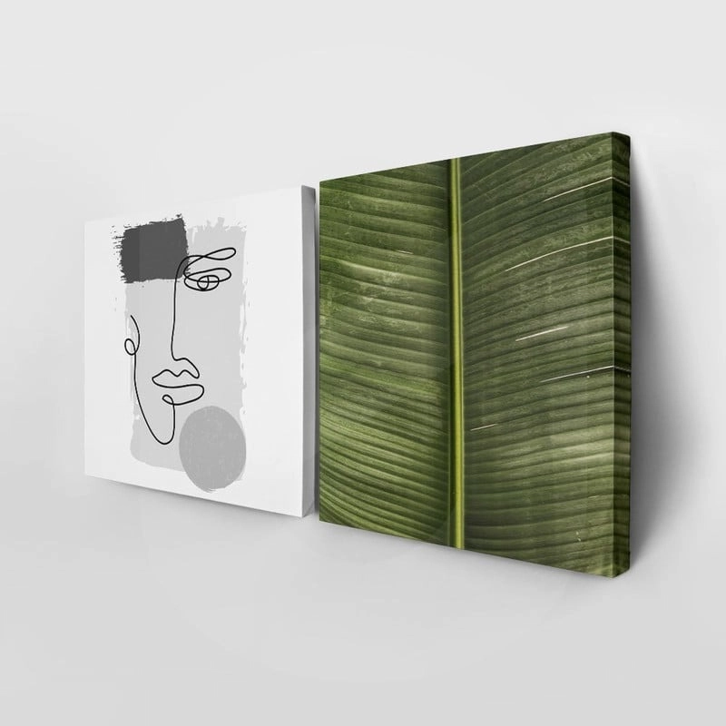 Τετράπτυχο σετ τετράγωνοι πίνακες MINIMAL ABSTRACT GREEN