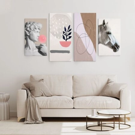 Τετράπτυχος Πινακας σε καμβά MODERN BOHO COMPOSITION - Αφηρημενα και Abstract
