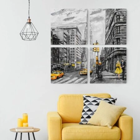Τετράπτυχο σετ τετράγωνοι πίνακες NEW YORK PAINTING - Νεα Υορκη