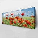 Πίνακας Πανοραμικός σε καμβά POPPIES AND CLOUDS