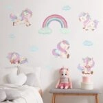 Αυτοκόλλητο τοίχου WATERCOLOR BABY UNICORNS AT THE SKY