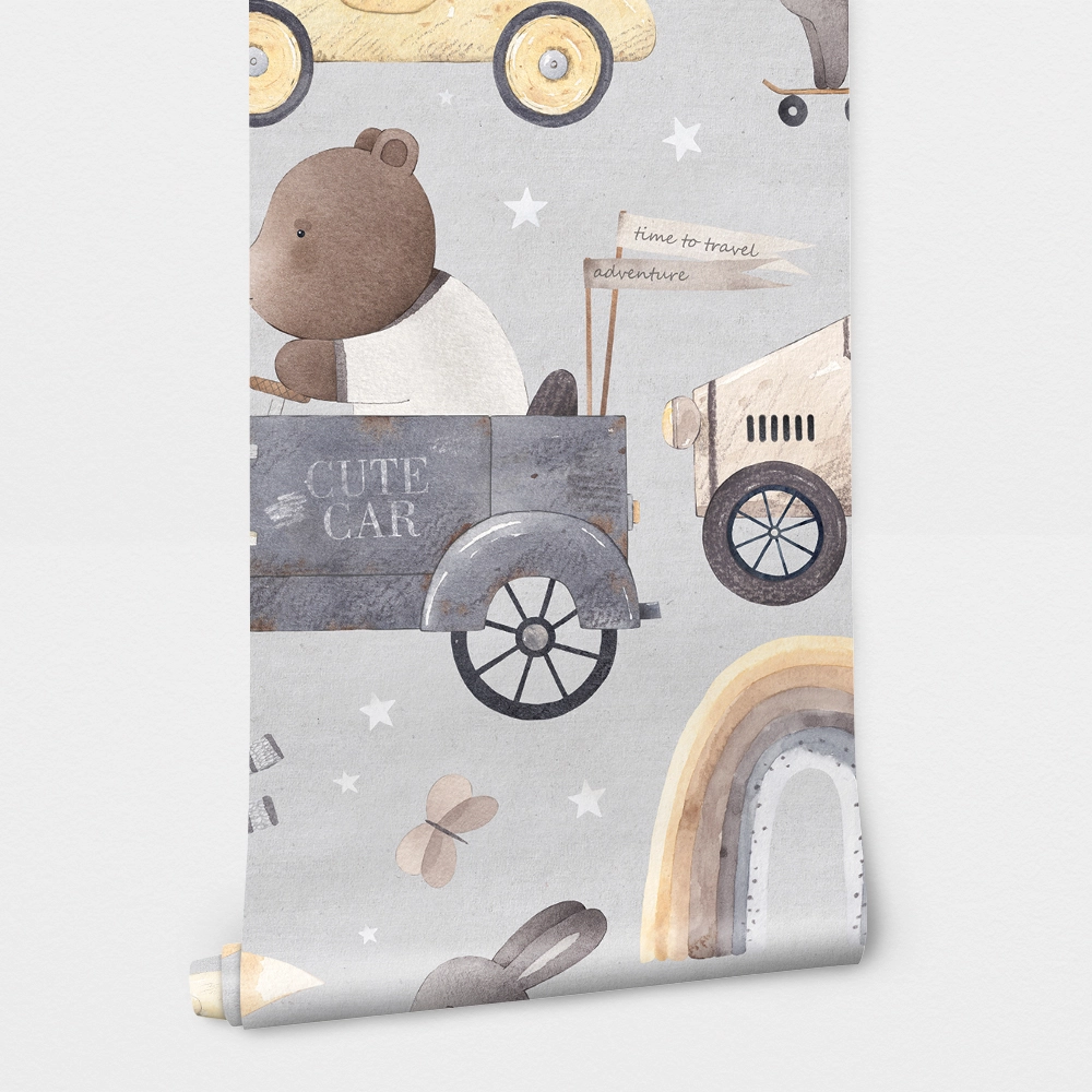 Αυτοκόλλητη Ταπετσαρία τοίχου CUTE ANIMALS AND CARS